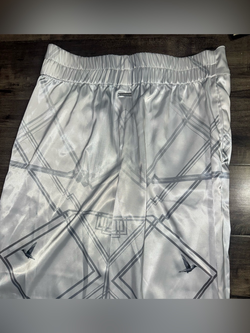 Manière De Voir Satin Wide Leg Pants Hummingbird Art Deco Sz UK 12 US 8 - Picture 8 of 11